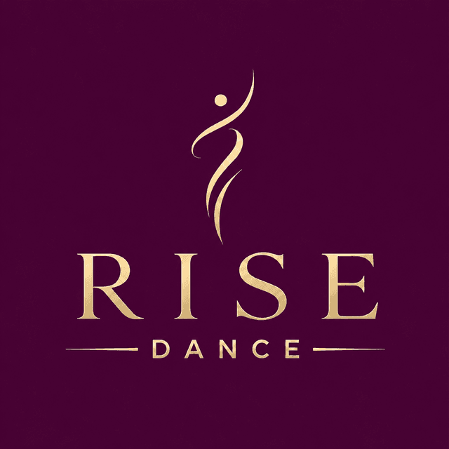 Rise Dance logosu: altın dansçı figürü ve Rise Dance yazısı